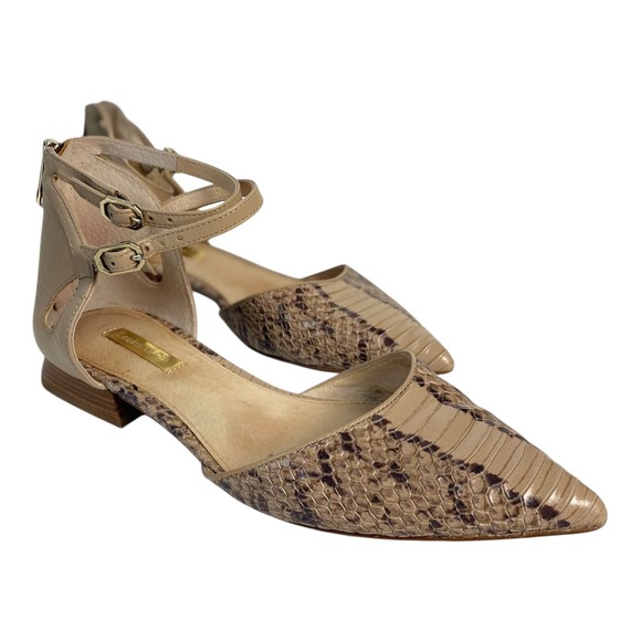 Louise et Cie Carlen Snake Animal Print  Flats Sandal Ankle Strap Size 6.5M 37 - Picture 1 of 12